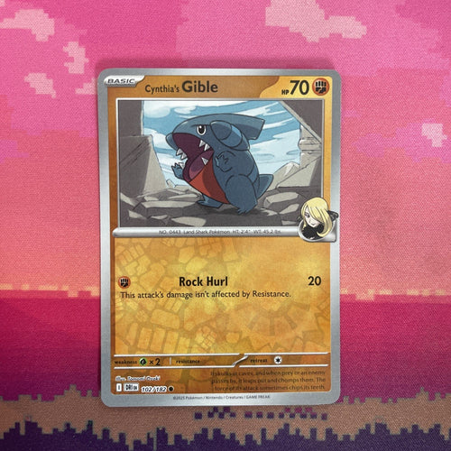 Pokemon Card Cynthia's Gible Destined Rivals Reverse Holo 102/182 Near Mint
