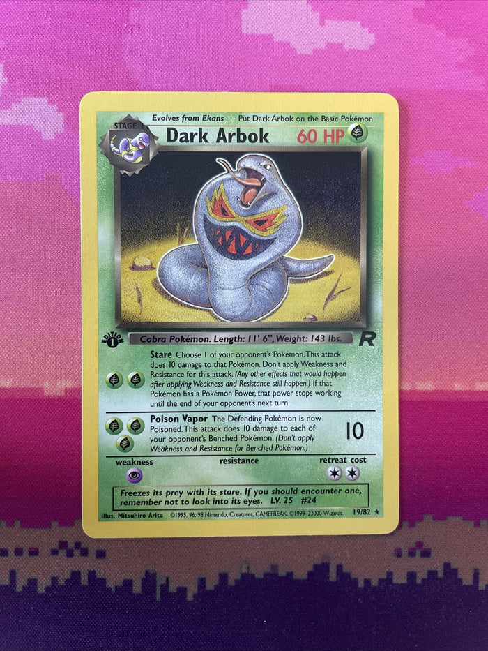 Pokemon Card Dark Arbok Team Rocket 1st Edition 19/82 Near Mint