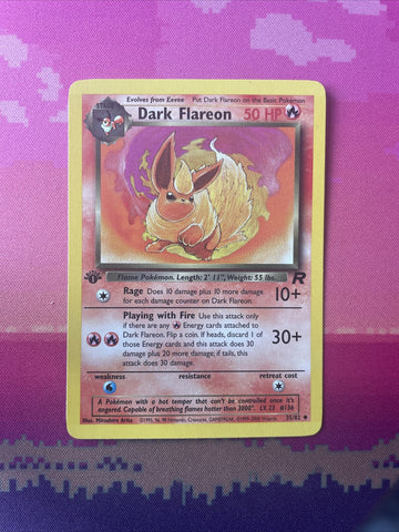 Pokemon Card Dark Flareon Team Rocket 1st Edition Uncommon 35/82 Near Mint