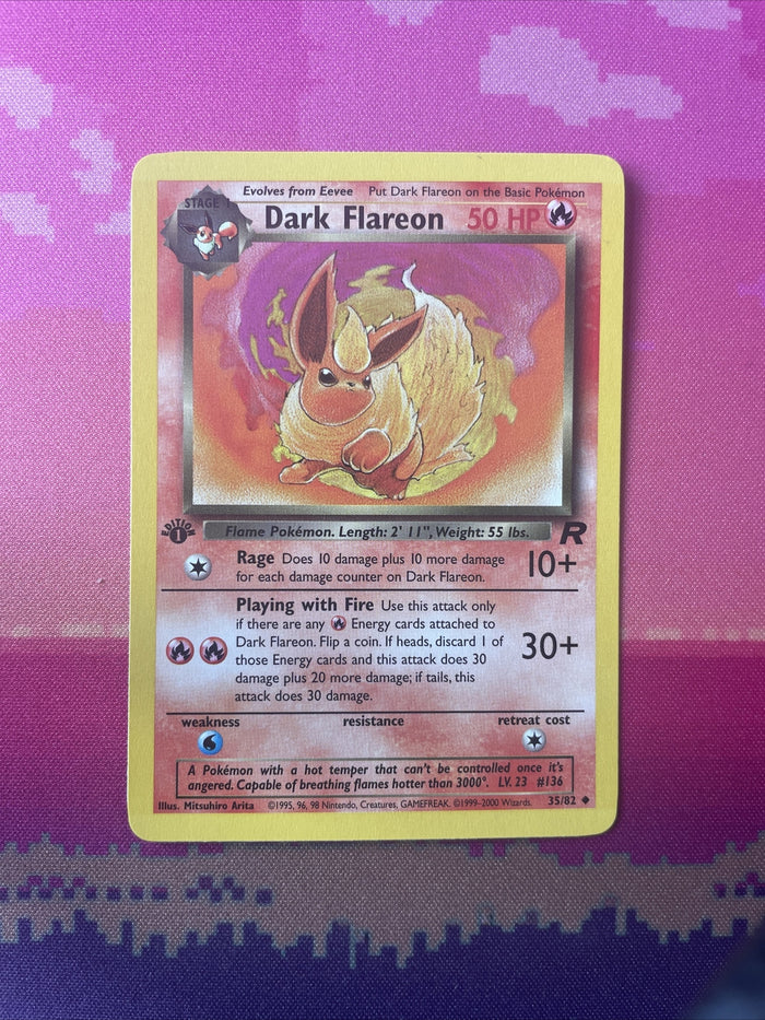 Pokemon Card Dark Flareon Team Rocket 1st Edition Uncommon 35/82 Near Mint