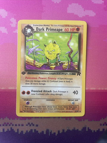 Pokemon Card Dark Primeape Team Rocket 1st Edition Uncommon 43/82 Near Mint