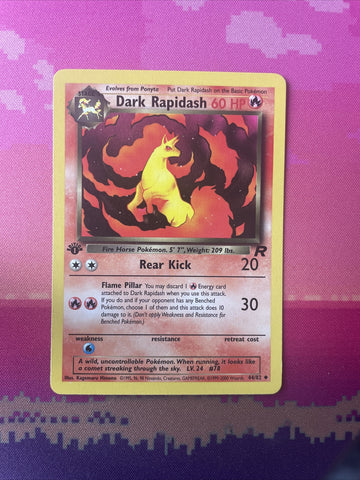 Pokemon Card Dark Rapidash Team Rocket 1st Edition Uncommon 44/82 Near Mint