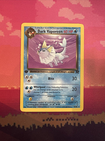 Pokemon Card Dark Vaporeon Team Rocket 1st Edition Uncommon 45/82 Near Mint