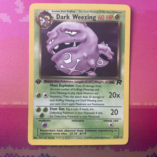 Pokemon Card Dark Weezing Team Rocket 1st Edition Rare 31/82 Near Mint
