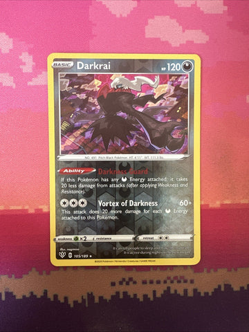 Pokemon Card Darkrai Darkness Ablaze Reverse Holo Rare 105/189 Near Mint