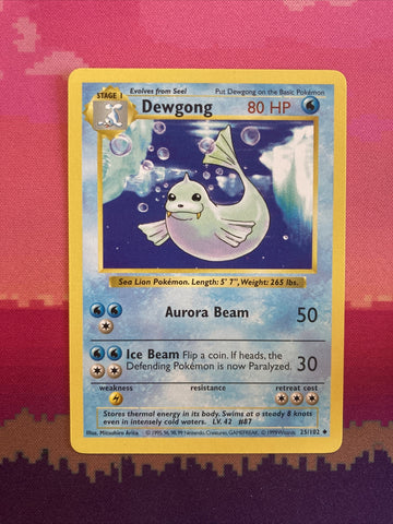 Pokemon Card Dewgong Shadowless Base Set Uncommon 25/102 Near Mint