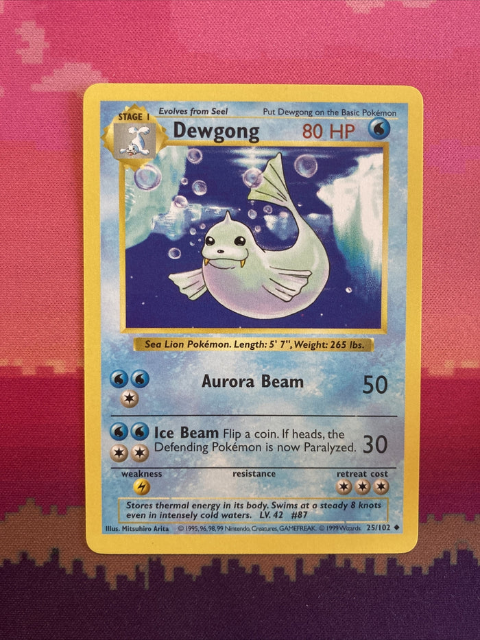 Pokemon Card Dewgong Shadowless Base Set Uncommon 25/102 Near Mint