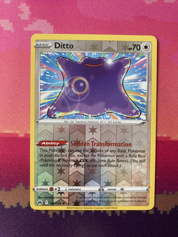 Pokemon Card Ditto Crown Zenith Reverse Holo Rare 107/159 Near Mint