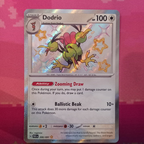 Pokemon Card Dodrio 200/091 Shiny Paldean Fates Near Mint