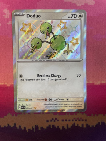 Pokemon Card Doduo 199/091 Shiny Paldean Fates Near Mint