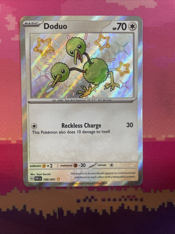 Pokemon Card Doduo 199/091 Shiny Paldean Fates Near Mint