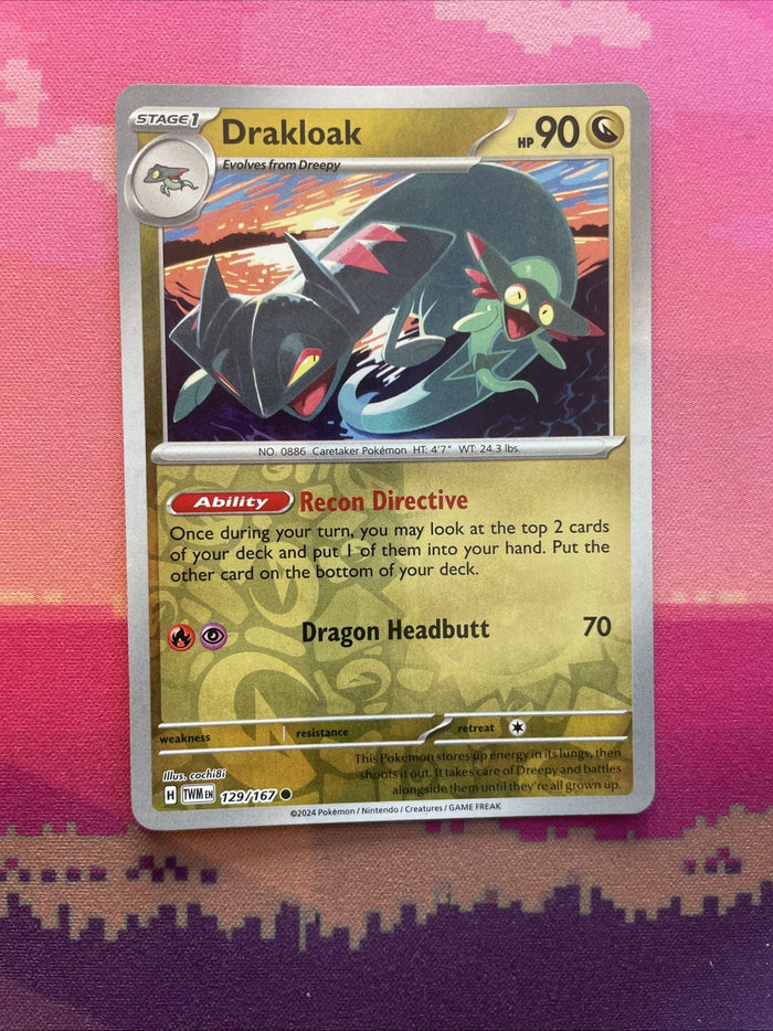 Pokemon Card Drakloak Twilight Masquerade Reverse Holo 129/167 Near Mint