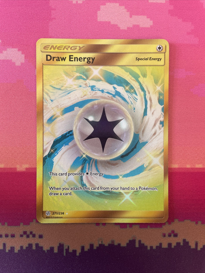 Pokemon Card Draw Energy 271/236 Secret Rare Cosmic Eclipse Near Mint