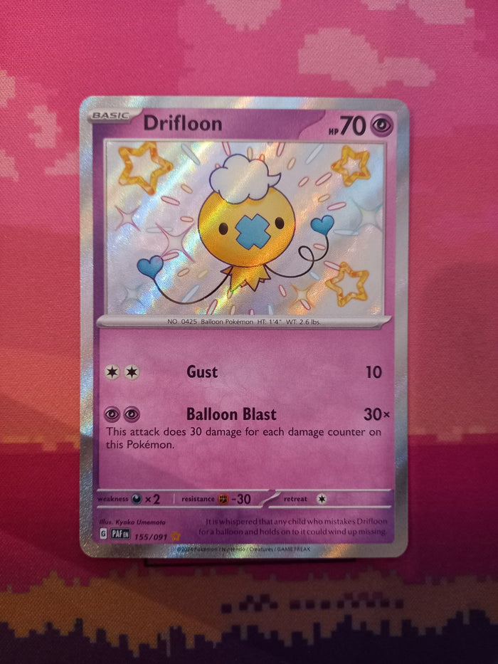 Pokemon Card Drifloon 155/091 Shiny Paldean Fates Near Mint