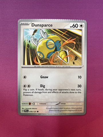 Pokemon Card Dunsparce CRIMPED Prismatic Evolutions 079/131 Near Mint
