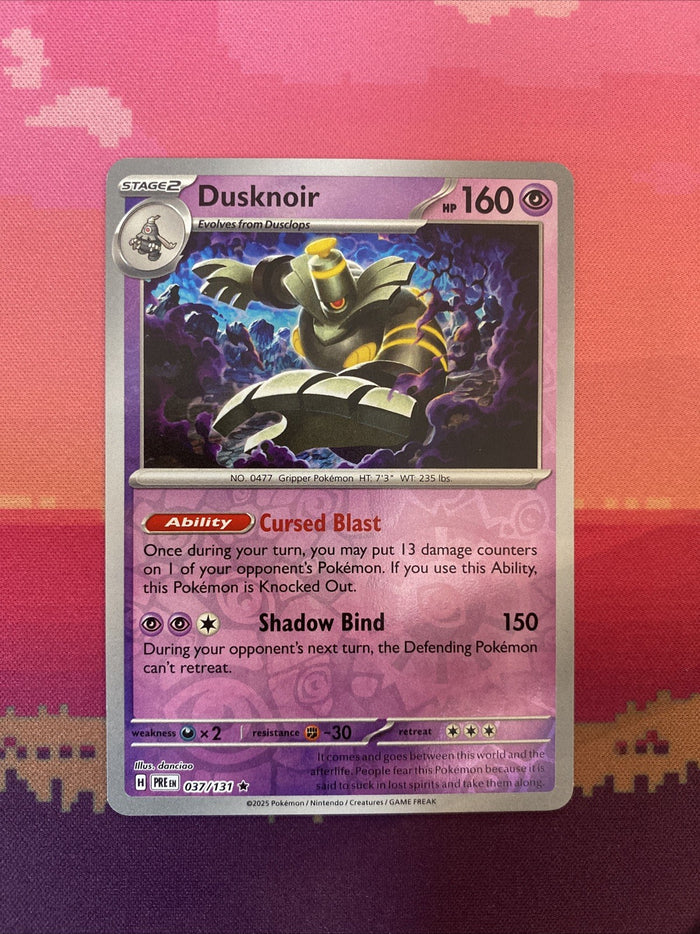 Pokemon Card Dusknoir Prismatic Evolutions Reverse Holo Rare 037/131 Near Mint