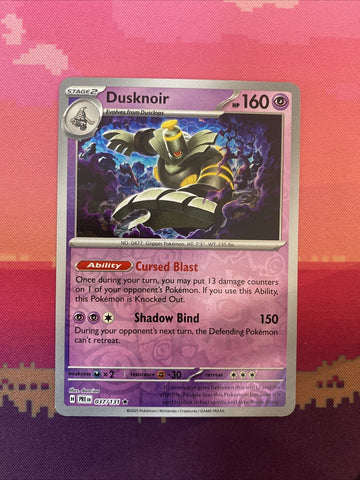 Pokemon Card Dusknoir Prismatic Evolutions Reverse Holo Rare 037/131 Near Mint