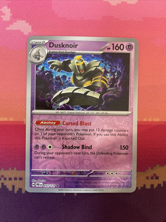 Pokemon Card Dusknoir Prismatic Evolutions Reverse Holo Rare 037/131 Near Mint