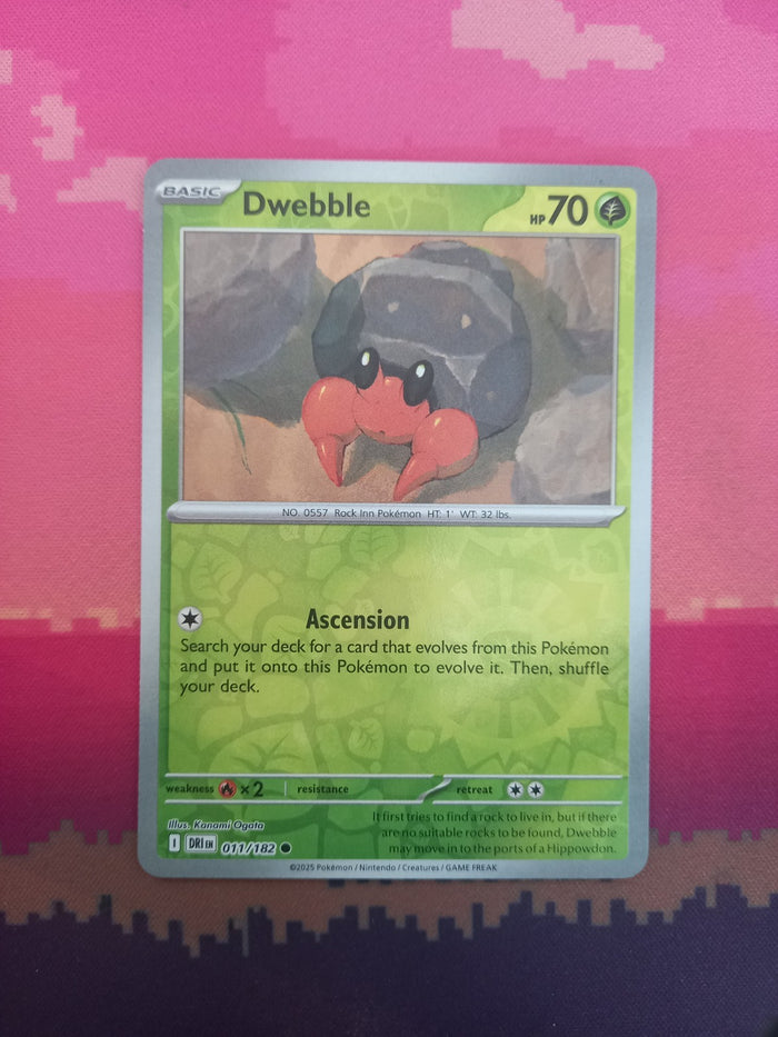 Pokemon Card Dwebble Destined Rivals Reverse Holo Common 011/182 Near Mint