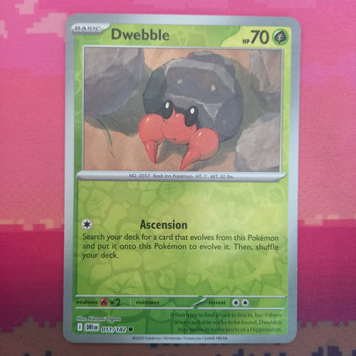 Pokemon Card Dwebble Destined Rivals Reverse Holo Common 011/182 Near Mint