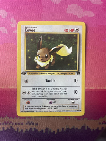 Pokemon Card Eevee Team Rocket 1st Edition Common 55/82 Near Mint