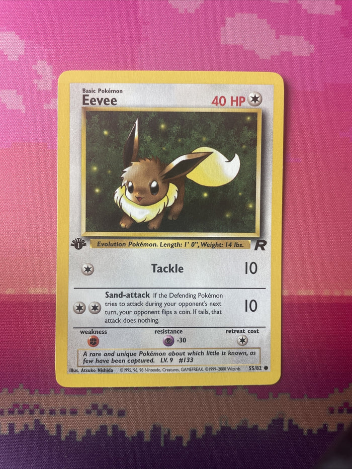 Pokemon Card Eevee Team Rocket 1st Edition Common 55/82 Near Mint