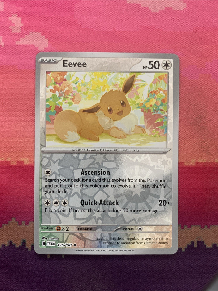 Pokemon Card Eevee Twilight Masquerade Reverse Holo 135/167 Near Mint