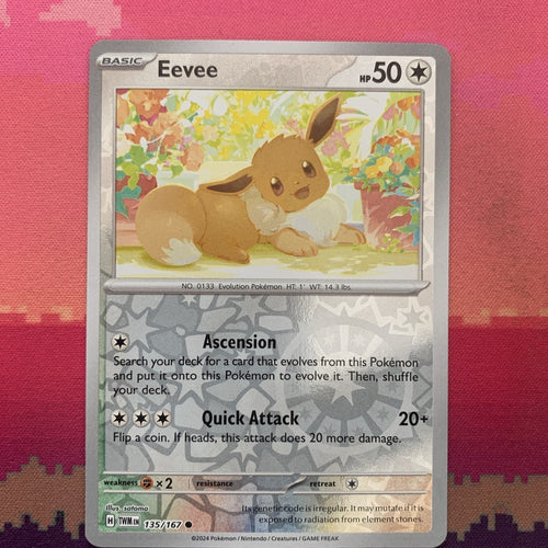 Pokemon Card Eevee Temporal Forces Reverse Holo 135/167 Near Mint