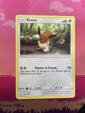 Pokemon Card Eevee Ultra Prism Common 105/156 Near Mint
