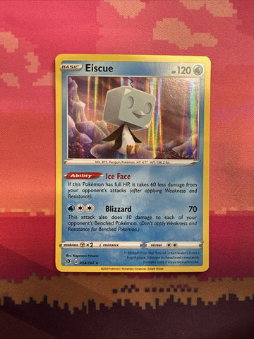 Pokemon Card Eiscue Rebel Clash Holo Rare 054/192 Near Mint