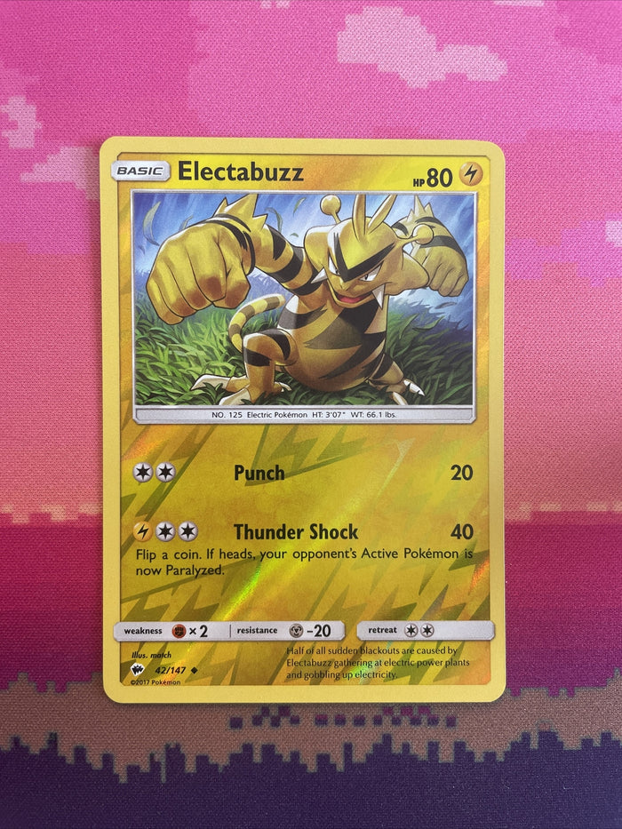 Pokemon Card Electabuzz Burning Shadows Reverse Holo 42/147 Near Mint
