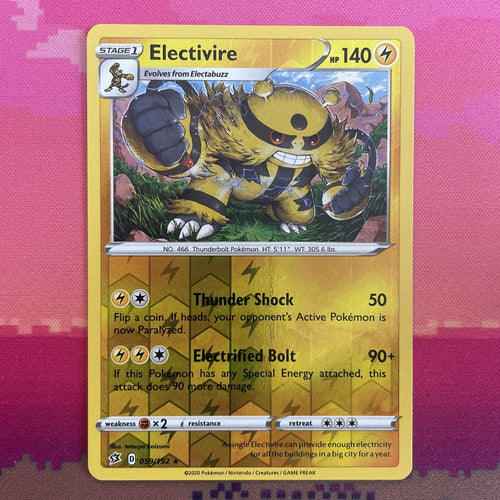 Pokemon Card Electivire Rebel Clash Reverse Holo Rare 059/192  Near Mint