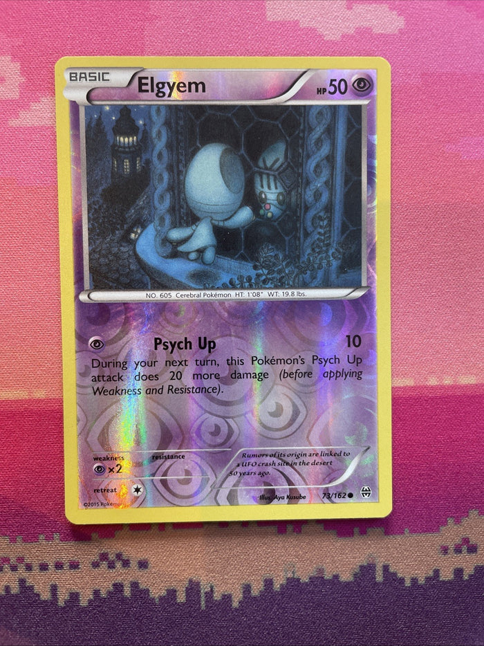 Pokemon Card Elgyem Breakpoint Reverse Holo Common 73/162 Near Mint