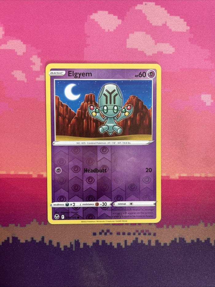 Pokemon Card Elgyem Silver Tempest Reverse Holo 079/165 Near Mint