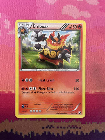 Pokemon Card Emboar Black & White Holo Rare 19/114 Near Mint