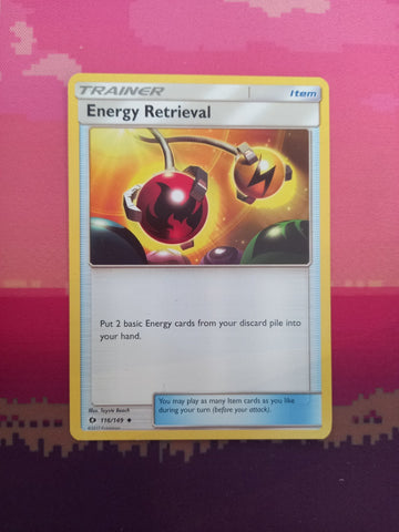 Pokemon Card Energy Retrieval Sun & Moon Uncommon 116/149 Near Mint