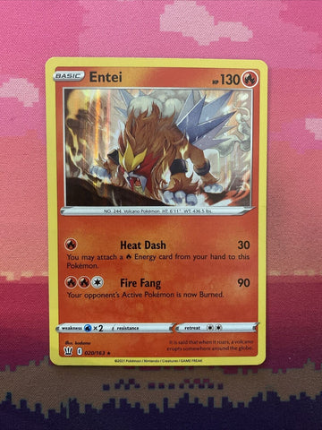 Pokemon Card Entei Battle Styles Holo Rare 020/163 Near Mint