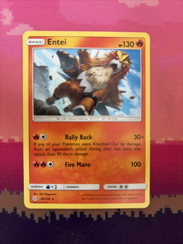 Pokemon Card Entei Cosmic Eclipse Rare 28/236 Near Mint