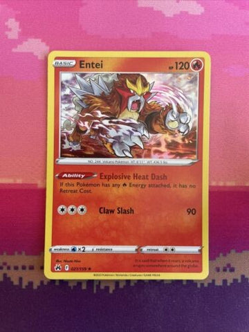 Pokemon Card Entei Crown Zenith Holo Rare 021/159 Near Mint
