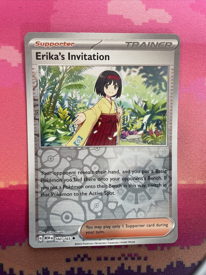 Pokemon Card Erika's Invitation Scarlet & Violet 151 Reverse Holo 160/165 NM