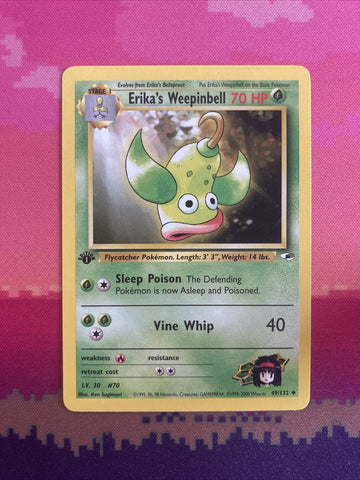 Pokemon Card Erika's Weepinbell Gym Heroes 1st Edition Uncommon 49/132 Near Mint
