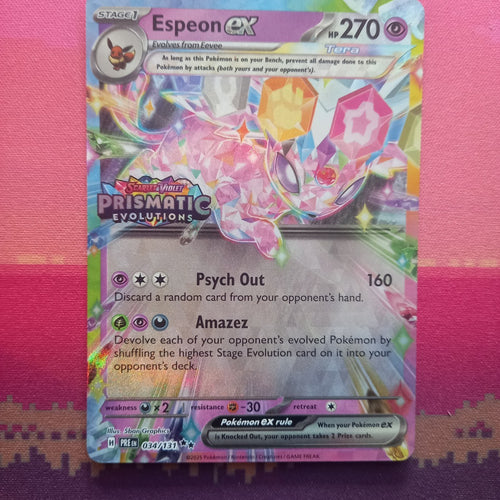Pokemon Card Espeon ex 034/131 STAMPED Prismatic Evolutions NM