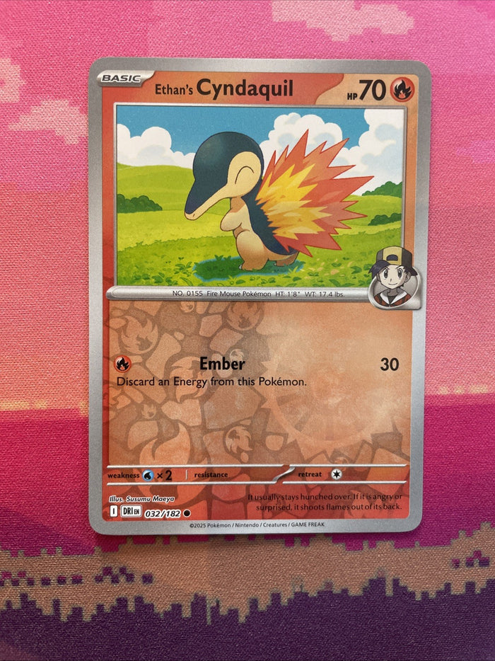 Pokemon Card Ethan's Cyndaquil Destined Rivals Reverse Holo 032/182 Near Mint