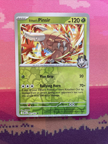 Pokemon Card Ethan's Pinsir Destined Rivals Reverse Holo 001/182 Near Mint