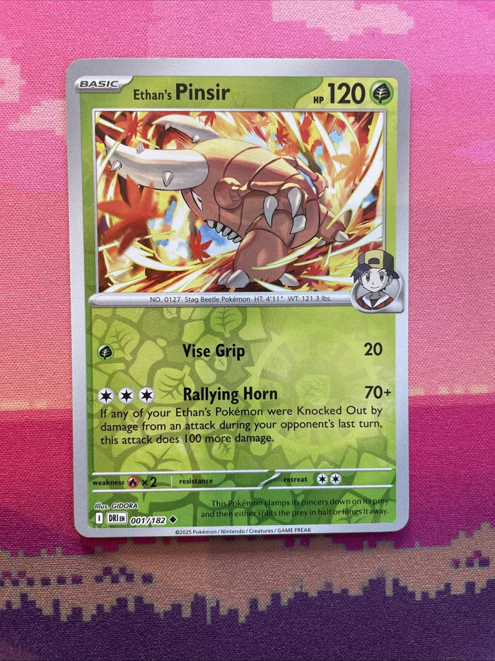 Pokemon Card Ethan's Pinsir Destined Rivals Reverse Holo 001/182 Near Mint