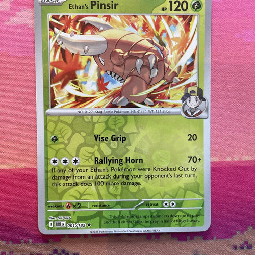 Pokemon Card Ethan's Pinsir Destined Rivals Reverse Holo 001/182 Near Mint