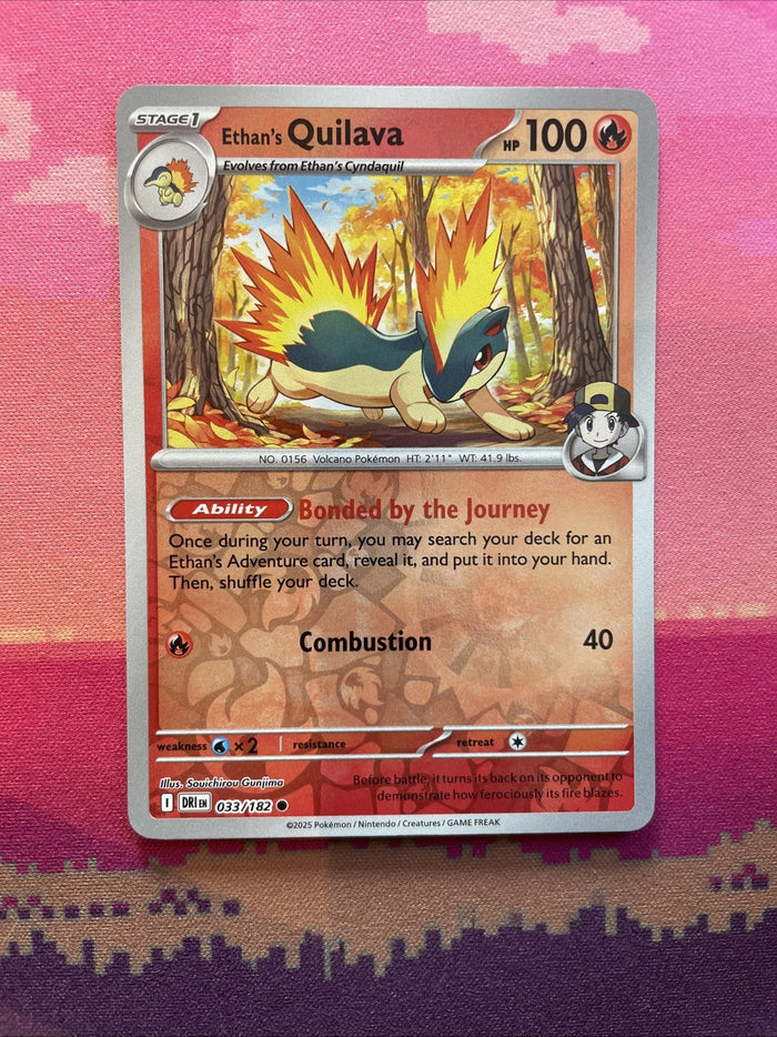 Pokemon Card Ethan's Quilava Destined Rivals Reverse Holo Common 033/182 NM