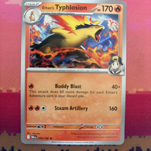 Pokemon Card Ethan's Typhlosion Destined Rivals NON Holo Rare 034/182 Near Mint