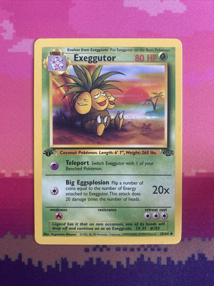 Pokemon Card Exeggutor Jungle 1st Edition Uncommon 35/64 Near Mint