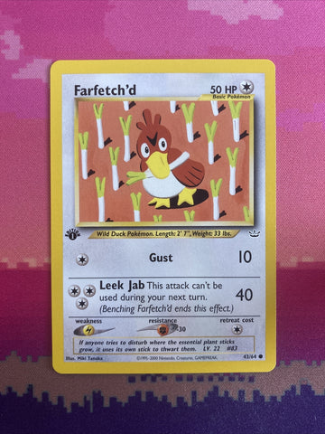 Pokemon Card Farfetch'd Neo Revelation 1st Edition 43/64 Near Mint